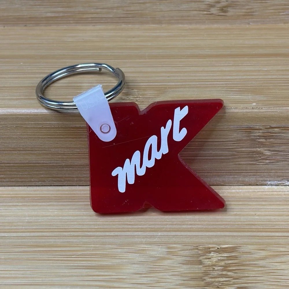 Vintage Kmart Red Acrylic K Logo Keychain 1990s Retail Store Promo Collectible